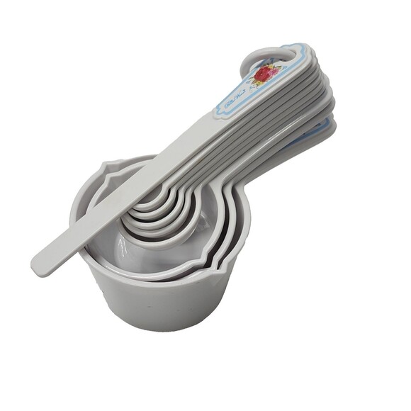 Pioneer Woman  Measuring Cups Spoons Set Kitchen Gadgets White Floral 1/4tsp -1c - Picture 1 of 10